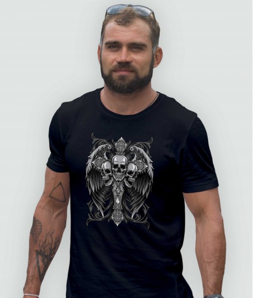 Мъжка тениска с щампа Готика Cross skull - TShirtArtShop.com